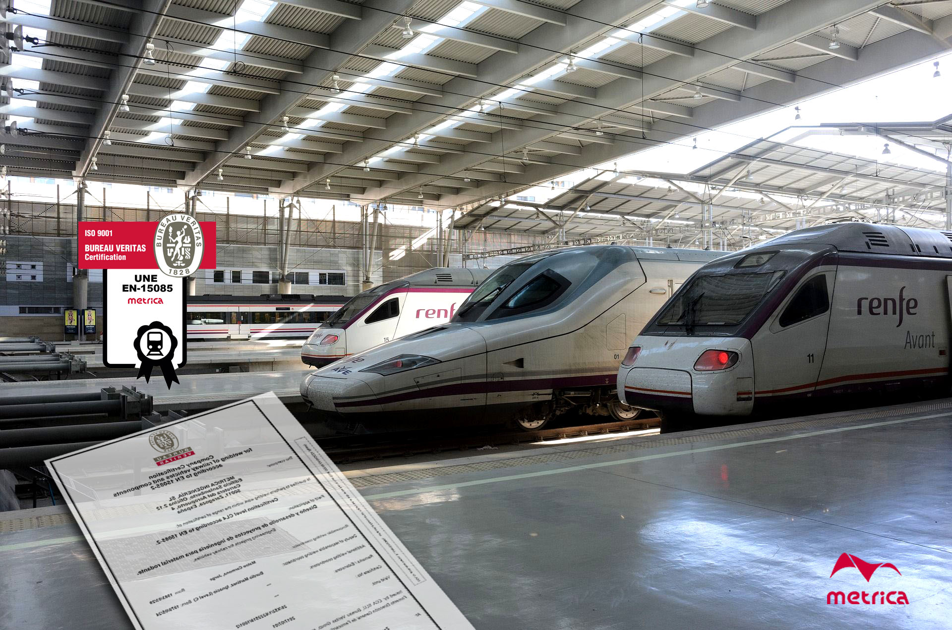 Metrica, especialista en ingeniería ferroviaria, renueva su certificación en UNE-EN 15085-2 CL4